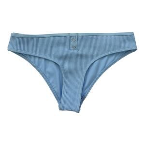 Hollister Women's Ribbed Cheeky Bikini Bottom Blue Size Small Swimwear Separates